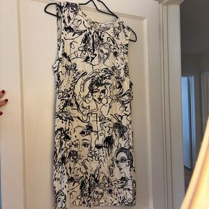Reformation Black & White Sketch Print Mini Dress